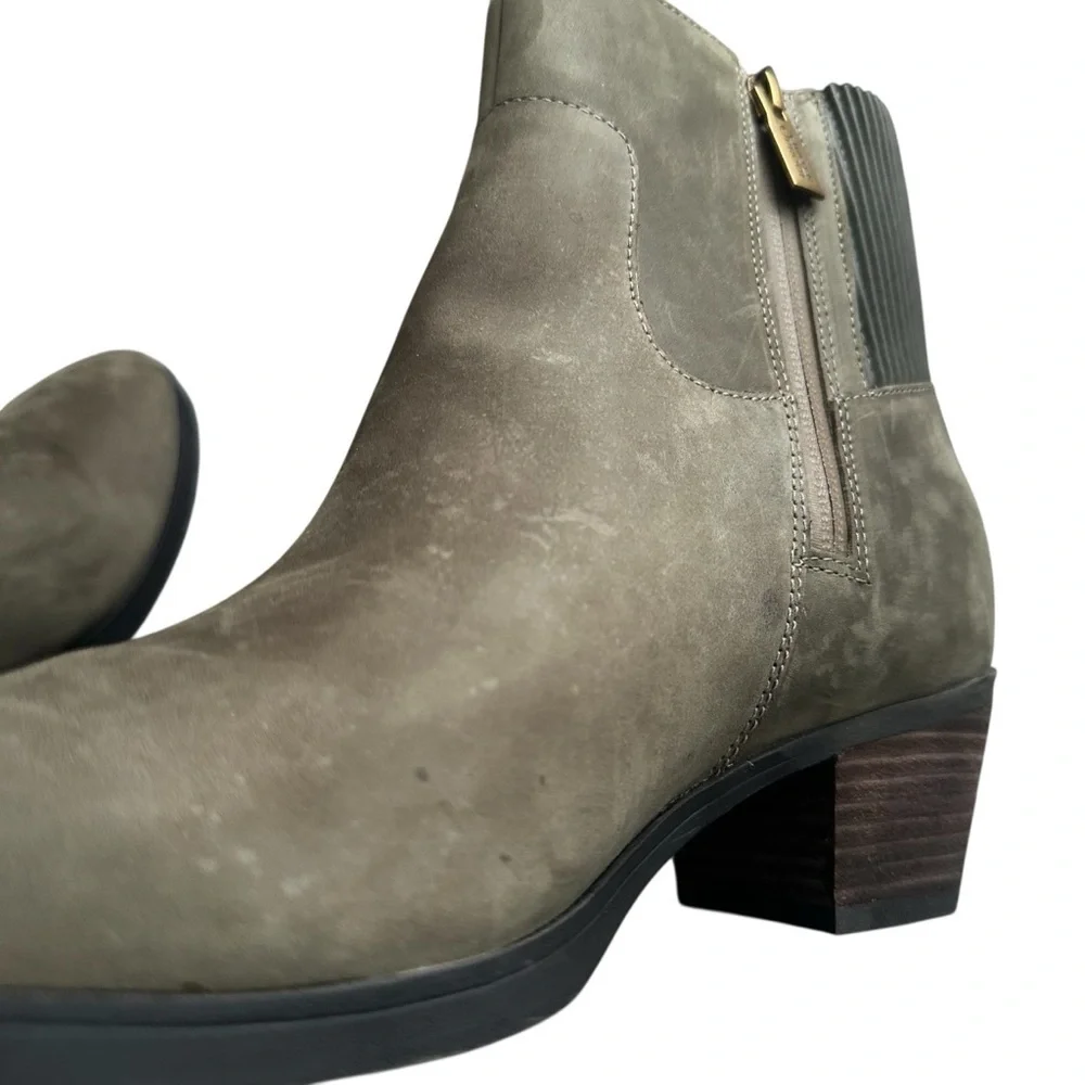 VIONIC VIVIEN SHANTELLE DARK OLIVE GREEN HEELED BOOTS SIZE 8